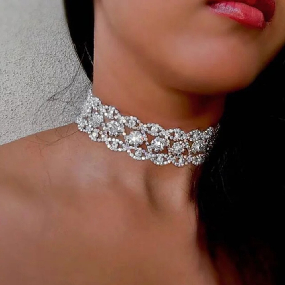 Rhinestone choker Crystal Maxi Statement necklace